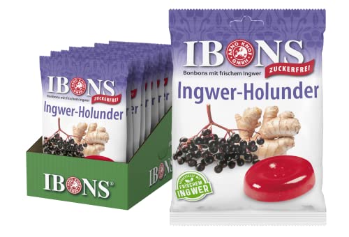 IBONS Lutschbonbons 10 x 75g zuckerfrei (Ingwer-Holunder) von IBONS