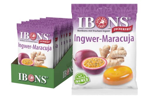 IBONS Lutschbonbons 10 x 75g zuckerfrei (Ingwer-Maracuja) von IBONS