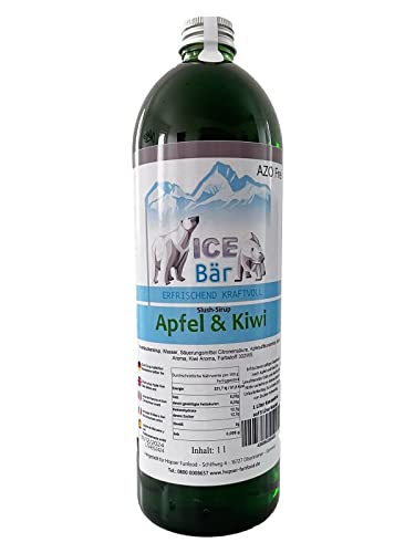ICE Bär Sirup AZO FREI | 1 Liter Flasche | Konzentrat für Slushy Getränke Maker Eis Slushmaschinen Eismaschinen 1:5 bis 1:20 (Apfel Kiwi) von ICE Bär SLUSH
