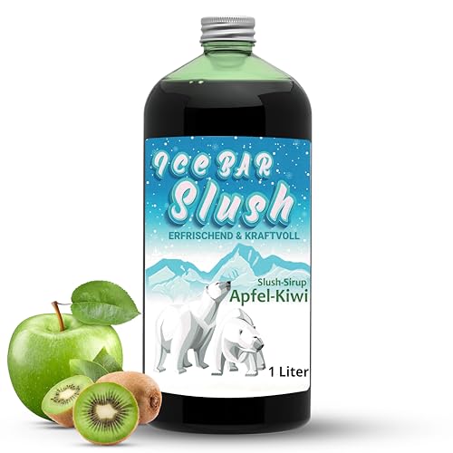 ICE Bär Sirup AZO FREI | 1 Liter Flasche | Konzentrat für Slushy Getränke Maker Eis Slushmaschinen Eismaschinen 1:5 bis 1:20 (Apfel Kiwi) von ICE Bär SLUSH