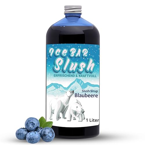 ICE Bär Sirup AZO FREI | 1 Liter Flasche | Konzentrat für Slushy Getränke Maker Eis Slushmaschinen Eismaschinen 1:5 bis 1:20 (Blaubeere) von ICE Bär SLUSH