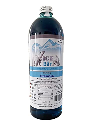 ICE Bär Sirup AZO FREI | 1 Liter Flasche | Konzentrat für Slushy Getränke Maker Eis Slushmaschinen Eismaschinen 1:5 bis 1:20 (Blaue Orange) von ICE Bär SLUSH