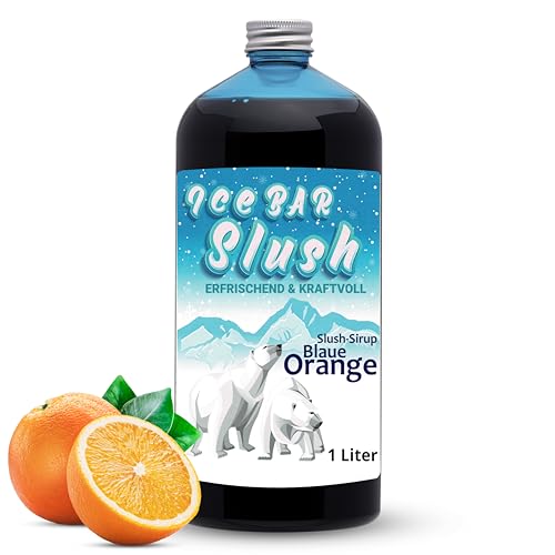 ICE Bär Sirup AZO FREI | 1 Liter Flasche | Konzentrat für Slushy Getränke Maker Eis Slushmaschinen Eismaschinen 1:5 bis 1:20 (Blaue Orange) von ICE Bär SLUSH