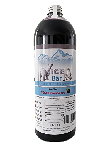 ICE Bär Sirup AZO FREI | 1 Liter Flasche | Konzentrat für Slushy Getränke Maker Eis Slushmaschinen Eismaschinen 1:5 bis 1:20 (Brombeere) von ICE Bär SLUSH