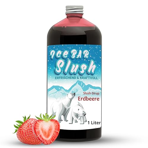 ICE Bär Sirup AZO FREI | 1 Liter Flasche | Konzentrat für Slushy Getränke Maker Eis Slushmaschinen Eismaschinen 1:5 bis 1:20 (Erdbeere) von ICE Bär SLUSH