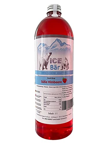 ICE Bär Sirup AZO FREI | 1 Liter Flasche | Konzentrat für Slushy Getränke Maker Eis Slushmaschinen Eismaschinen 1:5 bis 1:20 (Himbeere) von ICE Bär SLUSH