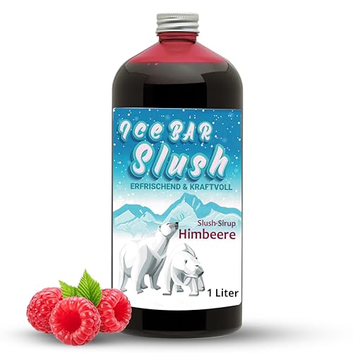 ICE Bär Sirup AZO FREI | 1 Liter Flasche | Konzentrat für Slushy Getränke Maker Eis Slushmaschinen Eismaschinen 1:5 bis 1:20 (Himbeere) von ICE Bär SLUSH