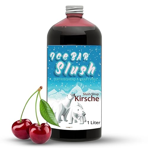 ICE Bär Sirup AZO FREI | 1 Liter Flasche | Konzentrat für Slushy Getränke Maker Eis Slushmaschinen Eismaschinen 1:5 bis 1:20 (Kirsche) von ICE Bär SLUSH