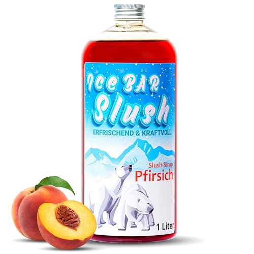 ICE Bär Sirup AZO FREI | 1 Liter Flasche | Konzentrat für Slushy Getränke Maker Eis Slushmaschinen Eismaschinen 1:5 bis 1:20 (Pfirsich) von ICE Bär SLUSH