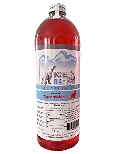 ICE Bär Sirup AZO FREI | 1 Liter Flasche | Konzentrat für Slushy Getränke Maker Eis Slushmaschinen Eismaschinen 1:5 bis 1:20 (Wassermelone) von ICE Bär SLUSH