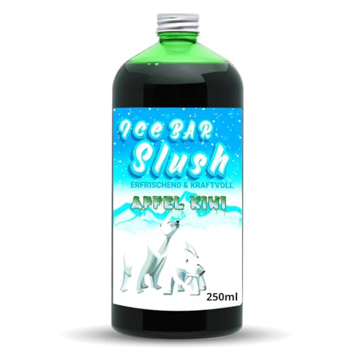ICE Bär Sirup AZO und Glycerin Frei | 250 ml Flasche | Konzentrat für Slushy Getränke Maker Eis Slushmaschinen Eismaschinen 1:5 bis 1:20 (250 ml, Apfel-Kiwi) von ICE Bär SLUSH