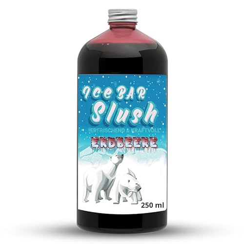 ICE Bär Sirup AZO und Glycerin Frei | 250 ml Flasche | Konzentrat für Slushy Getränke Maker Eis Slushmaschinen Eismaschinen 1:5 bis 1:20 (250 ml, Erdbeere) von ICE Bär SLUSH