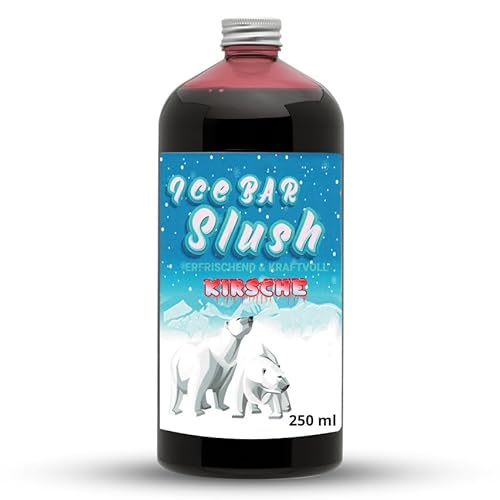 ICE Bär Sirup AZO und Glycerin Frei | 250 ml Flasche | Konzentrat für Slushy Getränke Maker Eis Slushmaschinen Eismaschinen 1:5 bis 1:20 (250 ml, Kirsche) von ICE Bär SLUSH