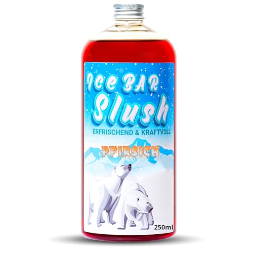 ICE Bär Sirup AZO und Glycerin Frei | 250 ml Flasche | Konzentrat für Slushy Getränke Maker Eis Slushmaschinen Eismaschinen 1:5 bis 1:20 (250 ml, Pfirsich) von ICE Bär SLUSH