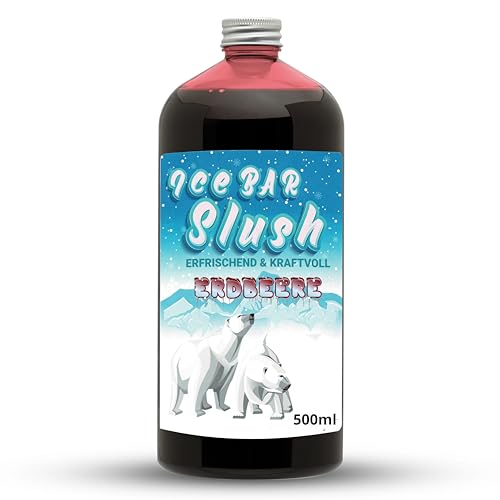 ICE Bär Sirup AZO und Glycerin Frei | 500 ml Flasche | Konzentrat für Slushy Getränke Maker Eis Slushmaschinen Eismaschinen 1:5 bis 1:20 (500 ml, Erdbeere) von ICE Bär SLUSH