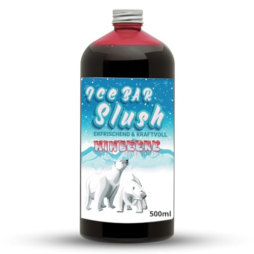 ICE Bär Sirup AZO und Glycerin Frei | 500 ml Flasche | Konzentrat für Slushy Getränke Maker Eis Slushmaschinen Eismaschinen 1:5 bis 1:20 (500 ml, Himbeere) von ICE Bär SLUSH