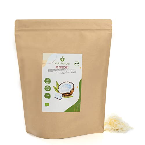 BIO Kokoschips (1kg), Bio Kokos Chips ungesüßt und ungeröstet, Kokosnuss aus kontrolliert biologischem Anbau, 100% rein und naturbelassen von IDDA Herbal