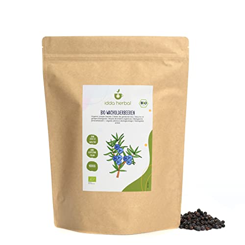 BIO Wacholderbeeren Ganz (1kg), Ganze Wacholder Beeren aus biologischem Anbau, Ungesüßt, 100% Natürlich und rein, Vegan von IDDA Herbal