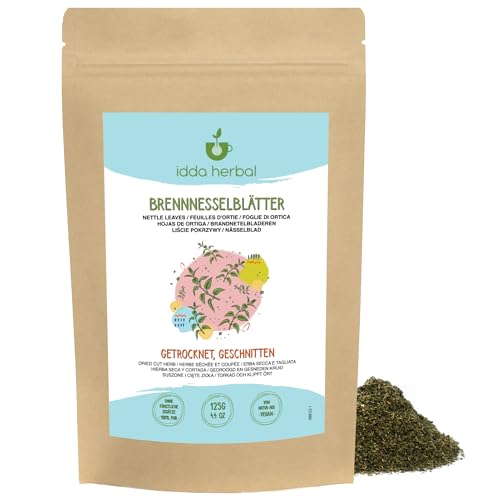 Brennesseltee (125g), Loser Tee, Schonend getrocknete und geschnittene Brennnesselblätter, 100% Natürlich und rein für die Zubereitung von Kräutertee und Brennnessel Tee von IDDA Herbal