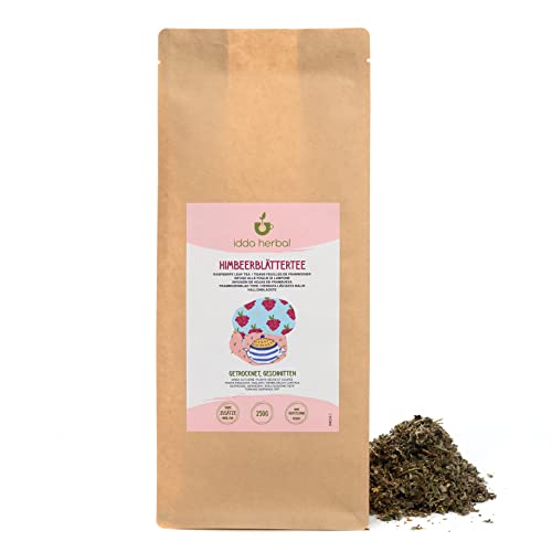 Himbeerblättertee (250g), Himbeerblätter schonend getrocknet, Himbeerblätter Tee 100% naturrein von IDDA Herbal