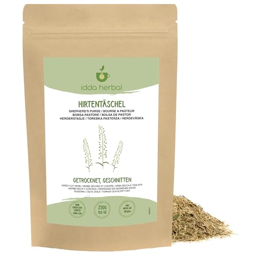 Hirtentäscheltee (250g), Loser Tee, Hirtentäschelkraut getrocknet und geschnitten, 100% Natürlich und rein für die Zubereitung von Hirtentäschel Tee und Kräutertee von IDDA Herbal