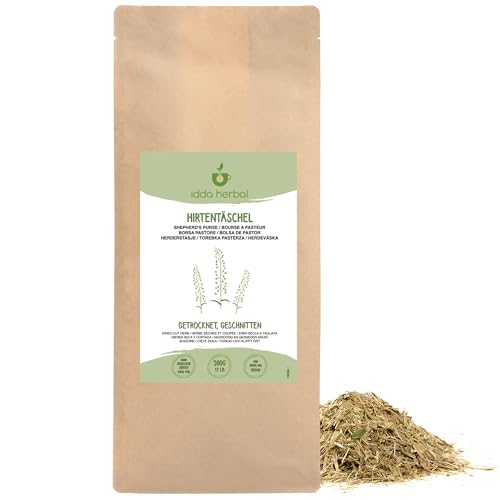 Hirtentäscheltee (500g), Loser Tee, Hirtentäschelkraut getrocknet und geschnitten, 100% Natürlich und rein für die Zubereitung von Hirtentäschel Tee und Kräutertee von IDDA Herbal