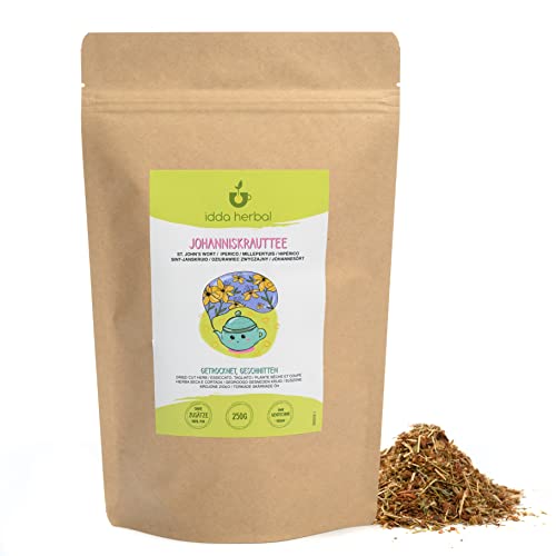 Johanniskraut Tee (250g), Johanniskrauttee schonend getrocknet, geschnitten, 100% rein und naturbelassen von IDDA Herbal