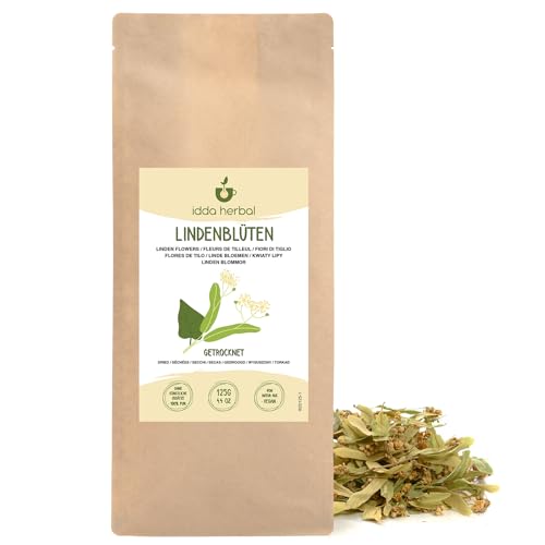 Lindenblütentee 125g, Tee lose, Lindenblätter mit Blüten, Lindenblüten getrocknet zur Zubereitung von Lindenblüten Tee und Kräutertee von IDDA Herbal