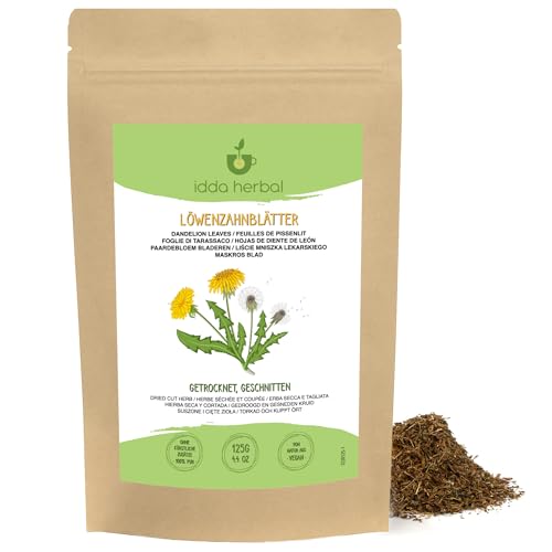 Löwenzahntee (125g), Loser Tee, Löwenzahn getrocknet und geschnitten, 100% Natürlich und rein zur Zubereitung von Kräutertee und Löwenzahn Tee von IDDA Herbal