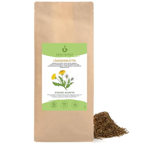 Löwenzahntee (500g), Loser Tee, Löwenzahn getrocknet und geschnitten, 100% Natürlich und rein zur Zubereitung von Kräutertee und Löwenzahn Tee von IDDA Herbal