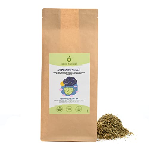 Schafgarbentee (500g), Loser Tee, Schafgarbenkraut getrocknet und geschnitten, 100% Natürlich und rein für die Zubereitung von Schafgarben Tee und Kräutertee von IDDA Herbal