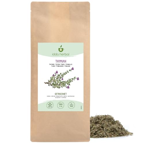 Thymian Tee (500g), Loser Tee, Thymian getrocknet und geschnitten, 100% Natürlich und rein zur Zubereitung von Gewürzmischungen, Kräutertee und Thymiantee von IDDA Herbal