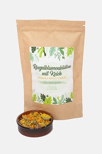 IGART Ringelblume mit Kelch 200g | Ringelblumenblüten essbar | Orange Calendula | Getrocknete Blüten | Calendula Officinalis | Essblüten im Nachfüllpack | für Ringelblumentee | Kräutertee | Tee von IGART