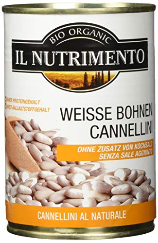 IL NUTRIMENTO Weisse Bohnen natur (Cannellini) - ohne Salz, 12er Pack (12 x 400 g) von IL NUTRIMENTO