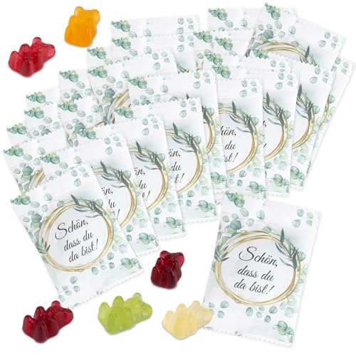 FOOD crew Fruchtgummibären „Schön, dass du da bist“ 25 x 10 g - Gummibärchen - Süßigkeiten - Hochzeits Give Aways – Gastgeschenk von FOOD crew