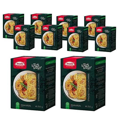 GLUTENFREIE Nudeln SPAGHETTI ALLA CHITARRA 10x250g glutenfreie Pasta Laktosenfrei ohne Eier Weizenmehlfrei | 2,5 Kg | Vorteilspack von Incola gluten free