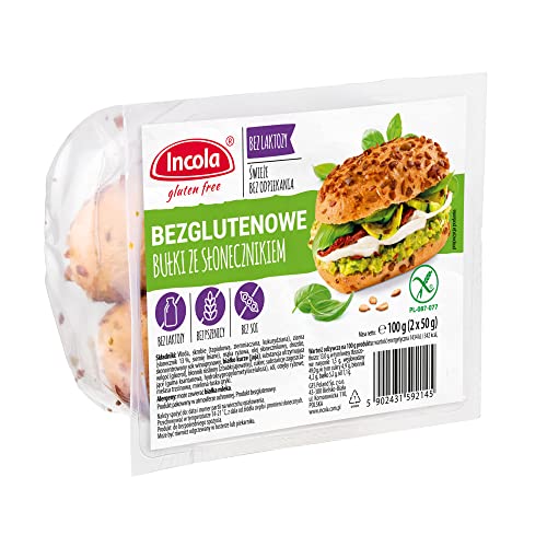 GLUTENFREIE BACKWAREN Hot Dog, Hamburger, Bagel, Brötchen, Pita, FitBrötchen Laktosenfrei Weizenmehlfrei (Sonnenblumen (100g: 2x50g)) von INCOLA