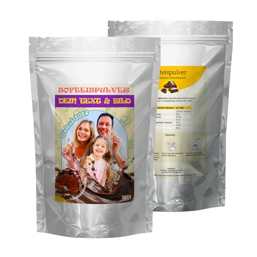 INDIGOS UG - 1000g Schokoeispulver - Schoko - individuell personalisiert mit Foto und Wunschtext - Geschenk - Fotoidee für Softeis Maschine und Kugeleis INDIGOS UG - 1000g Schokoeispulver - Schoko - individuell personalisiert mit Foto und Wunschtext - Geschenk - Fotoidee für Softeis Maschine und Kugeleis von INDIGOS UG
