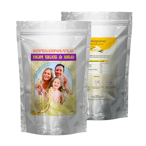 INDIGOS UG - 1000g Vanilleeispulver - Vanille - individuell personalisiert mit Foto und Wunschtext - Geschenk - Fotoidee für Softeis Maschine und Kugeleis INDIGOS UG - 1000g Vanilleeispulver - Vanille - individuell personalisiert mit Foto und Wunschtext - Geschenk - Fotoidee für Softeis Maschine und Kugeleis von INDIGOS UG