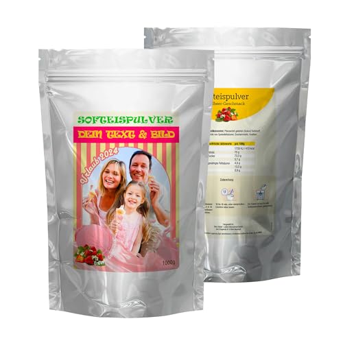 INDIGOS UG - 333g Erdbeereispulver - Erdbeere - individuell personalisiert mit Foto und Wunschtext - Geschenk - Fotoidee für Softeis Maschine und Kugeleis INDIGOS UG - 333g Erdbeereispulver - Erdbeere - individuell personalisiert mit Foto und Wunschtext - Geschenk - Fotoidee für Softeis Maschine und Kugeleis von INDIGOS UG