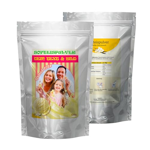 INDIGOS UG - 333g Vanilleeispulver - Vanille - individuell personalisiert mit Foto und Wunschtext - Geschenk - Fotoidee für Softeis Maschine und Kugeleis INDIGOS UG - 333g Vanilleeispulver - Vanille - individuell personalisiert mit Foto und Wunschtext - Geschenk - Fotoidee für Softeis Maschine und Kugeleis von INDIGOS UG
