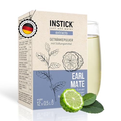 INSTICK Extracts Earl Mate | Zuckerfreies Instant-Getränk mit Mate-Extrakt und natürlichem Bergamotte-Aroma | 1 Packung für 12 x 0,5 L Getränkepulver vegan, kalorienarm, leicht gesüßt mit Stevia von INSTICK just add water