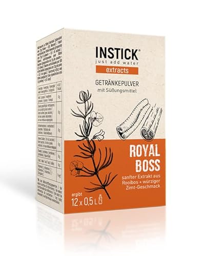 INSTICK Extracts Royal Boss | Zuckerfreies Instant-Getränk mit Rooibos-Extrakt und natürlichem Zimt-Aroma | 12-er Packung für 12 x 0,5 L Getränkepulver vegan, kalorienarm, leicht gesüßt mit Stevia von INSTICK just add water