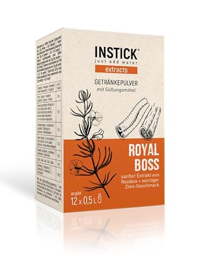 INSTICK Extracts Royal Boss | Zuckerfreies Instant-Getränk mit Rooibos-Extrakt und natürlichem Zimt-Aroma | 1 Packung für 12 x 0,5 L Getränkepulver vegan, kalorienarm, leicht gesüßt mit Stevia von INSTICK just add water