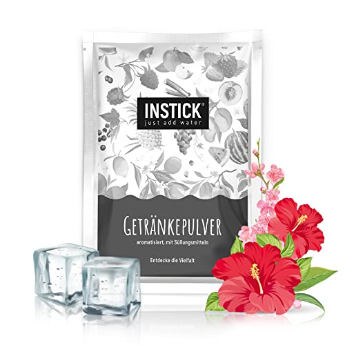 INSTICK Ice Tea | Zuckerfreies Instant-Getränk - Eistee Hibiskus & Kirschblüte | Schwarzer Tee | Packung für 18 L | Getränkepulver - vegan, kalorienarm, mit Vitamin C, aromatisiert von INSTICK just add water