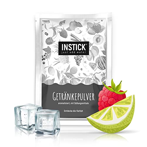 INSTICK Ice Tea | Zuckerfreies Instant-Getränk - Eistee Himbeere & Limette | Schwarzer Tee | Packung für 18 L | Getränkepulver - vegan, kalorienarm, mit Vitamin C, aromatisiert von INSTICK just add water