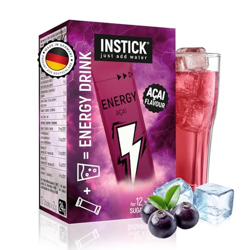 INSTICK Zuckerfreier Energydrink (Acai) - Kalorienarmes Energy Getränkepulver mit Koffein & Vitaminen - Instant-Pulver für 12 x 0,25 L von INSTICK just add water