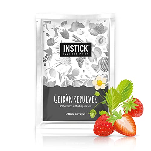 INSTICK | Zuckerfreies Instant-Getränk - Geschmack Erdbeere | Packung für 18 L | Getränkepulver - vegan, kalorienarm, mit Vitamin C, aromatisiert von INSTICK just add water