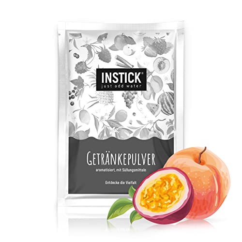 INSTICK | Zuckerfreies Instant-Getränk - Geschmack Pfirsich-Maracuja | Packung für 18 L | Getränkepulver - vegan, kalorienarm, mit Vitamin C, aromatisiert von INSTICK just add water