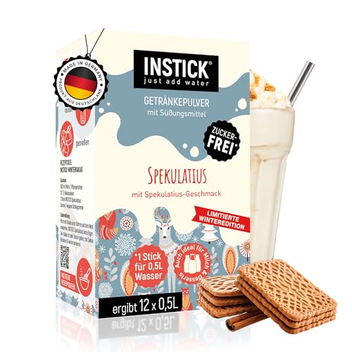 INSTICK | Zuckerfreies Instant-Getränk - Spekulatius | 1 Packung für 12 x 0,5 L | vegan, kalorienarm, mit Vitamin C, aromatisiert, Instant Getränkepulver, Geschmack für Wasser oder Milch von INSTICK just add water